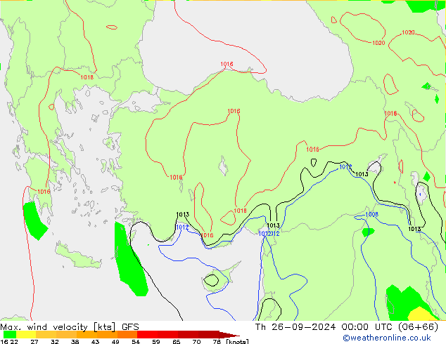 Max. wind snelheid GFS do 26.09.2024 00 UTC