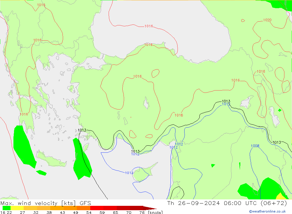 Max. wind velocity GFS Th 26.09.2024 06 UTC