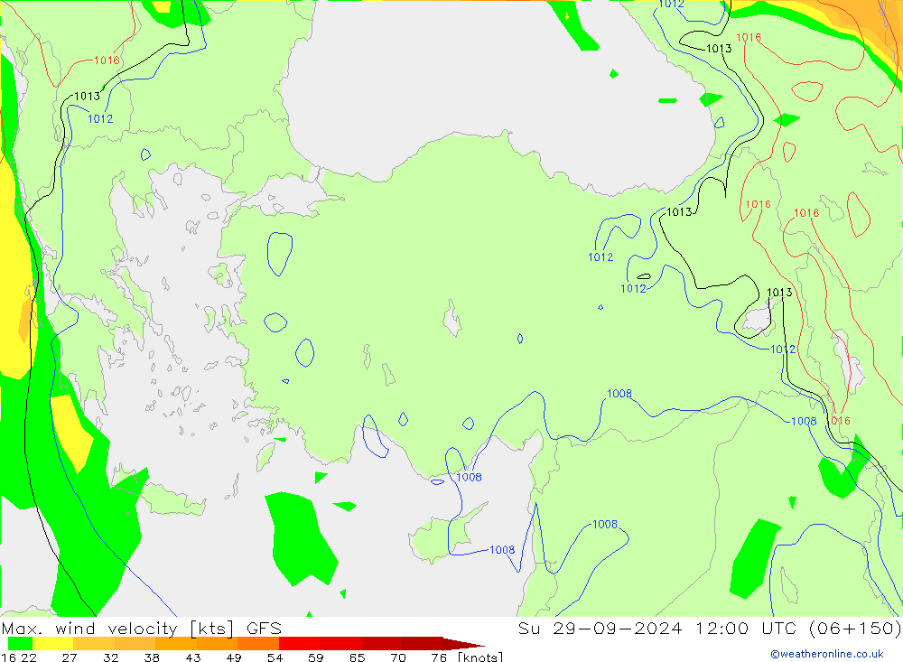 Max. wind velocity GFS Dom 29.09.2024 12 UTC