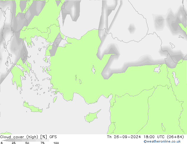 Bewolking (Hoog) GFS do 26.09.2024 18 UTC