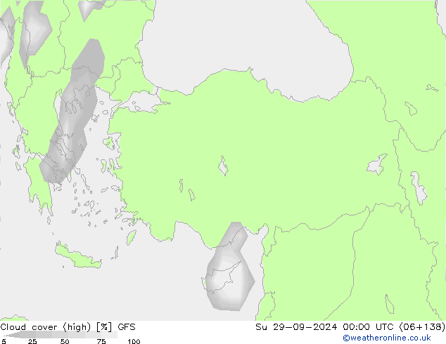 Bewolking (Hoog) GFS zo 29.09.2024 00 UTC