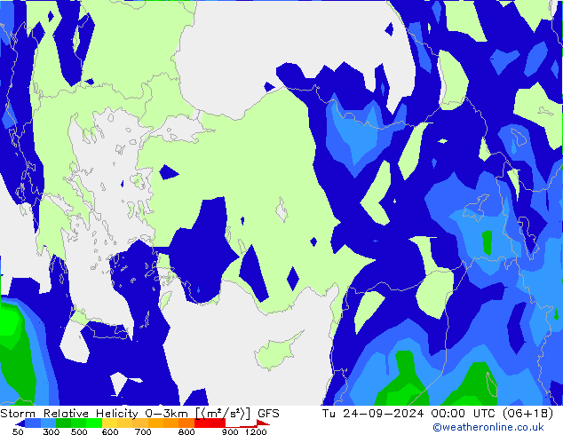 Storm Relative Helicity GFS Ter 24.09.2024 00 UTC