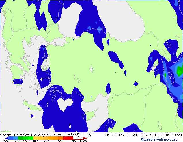 Storm Relative Helicity GFS Cu 27.09.2024 12 UTC