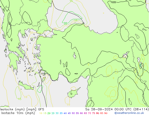 Isotachs (mph) GFS Sa 28.09.2024 00 UTC