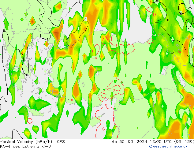 Convection-Index GFS lun 30.09.2024 18 UTC