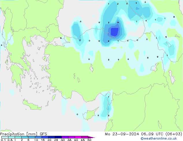 Precipitazione GFS lun 23.09.2024 09 UTC