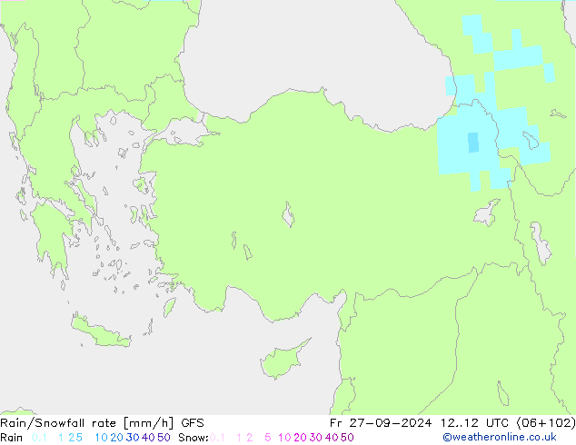 Rain/Snowfall rate GFS ven 27.09.2024 12 UTC