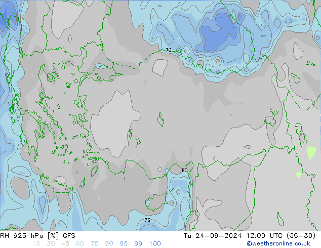 RH 925 hPa GFS mar 24.09.2024 12 UTC