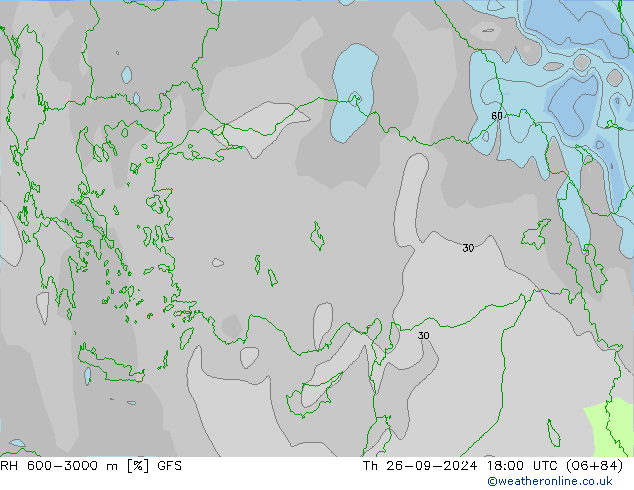 RH 600-3000 m GFS Th 26.09.2024 18 UTC