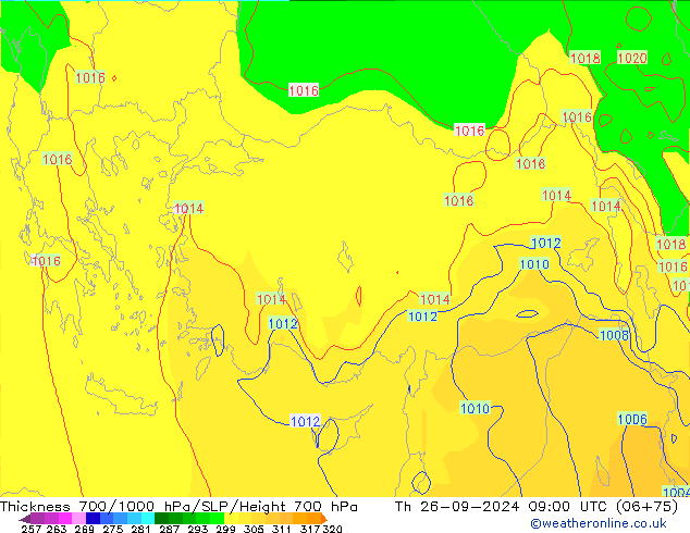 Thck 700-1000 hPa GFS jeu 26.09.2024 09 UTC