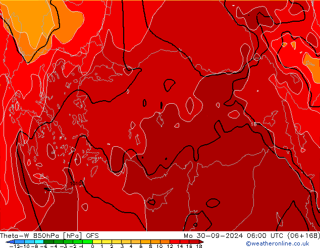 Theta-W 850hPa GFS lun 30.09.2024 06 UTC