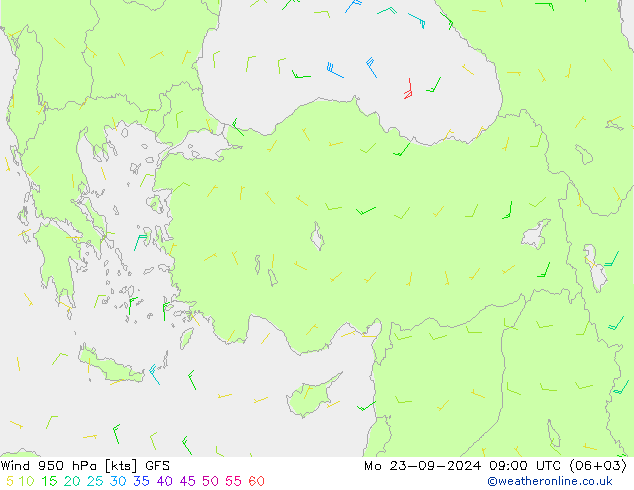 Wind 950 hPa GFS Mo 23.09.2024 09 UTC