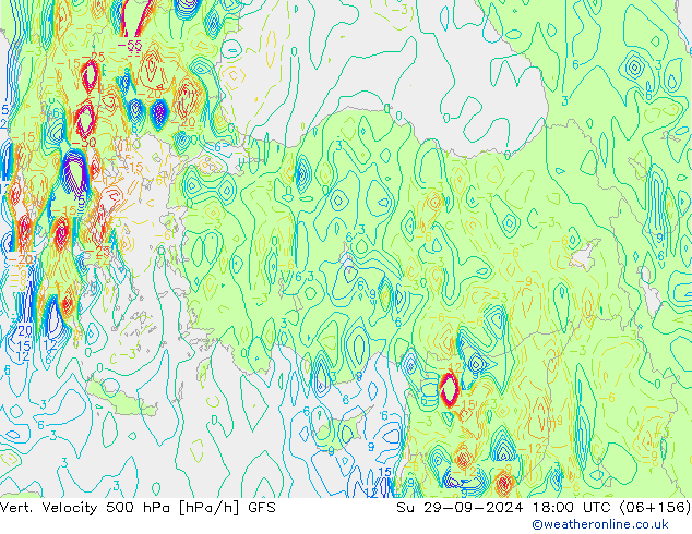 Vert. Velocity 500 hPa GFS dom 29.09.2024 18 UTC