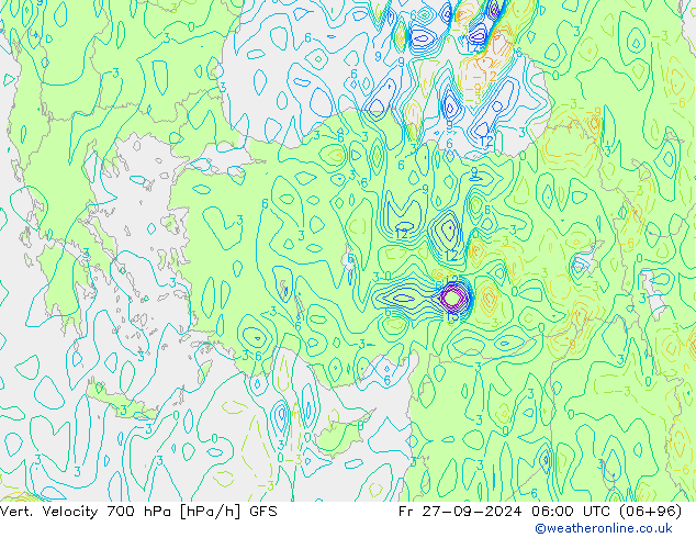 Vert. Velocity 700 hPa GFS Fr 27.09.2024 06 UTC