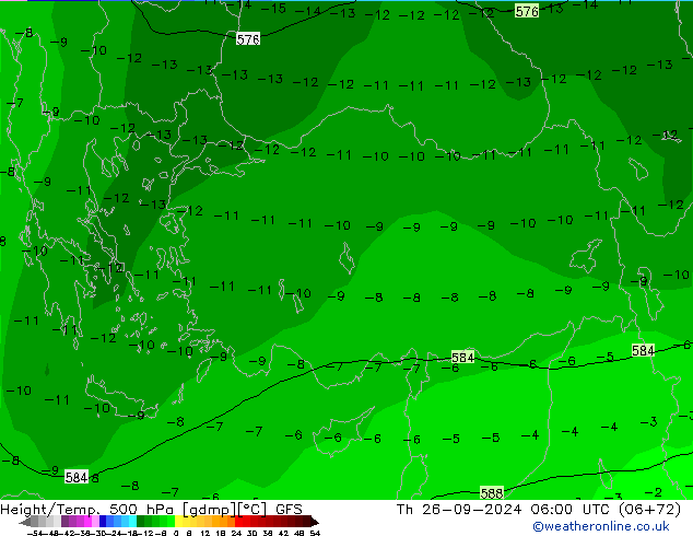 Z500/Rain (+SLP)/Z850 GFS jeu 26.09.2024 06 UTC