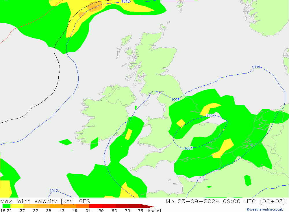 Max. wind velocity GFS Mo 23.09.2024 09 UTC