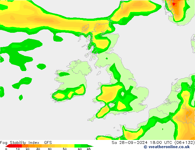 Fog Stability Index GFS Sa 28.09.2024 18 UTC