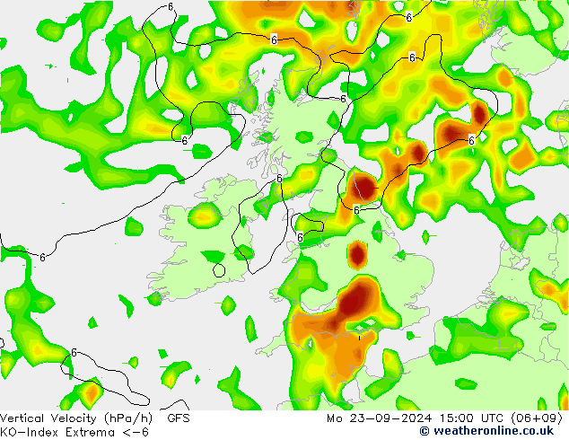 Convection-Index GFS pon. 23.09.2024 15 UTC