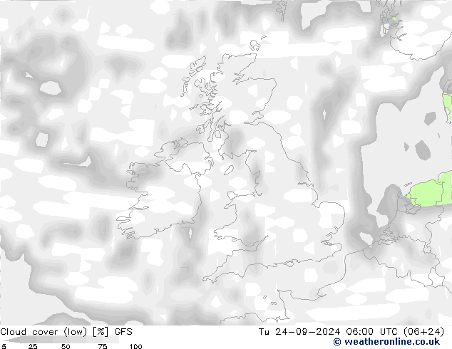 nízká oblaka GFS Út 24.09.2024 06 UTC