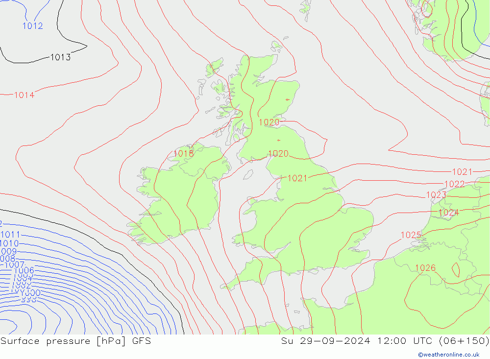 Surface pressure GFS Su 29.09.2024 12 UTC