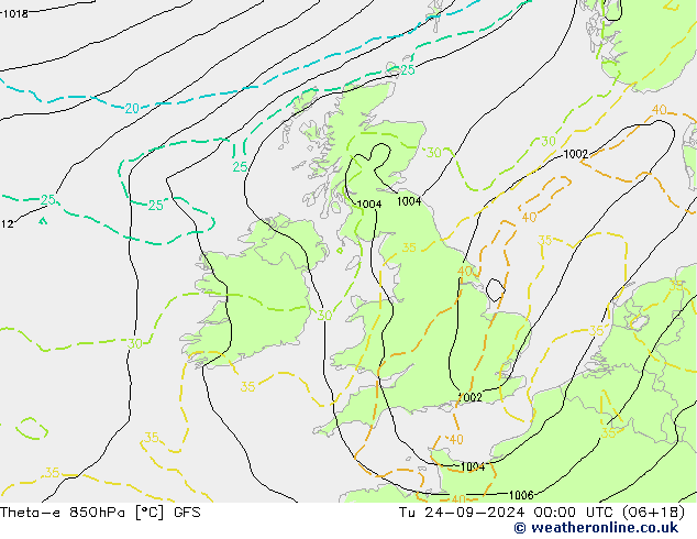 Theta-e 850hPa GFS  24.09.2024 00 UTC