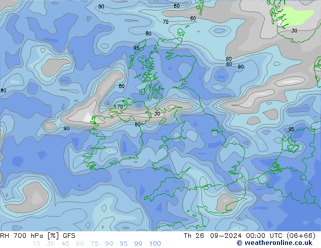 RH 700 hPa GFS gio 26.09.2024 00 UTC