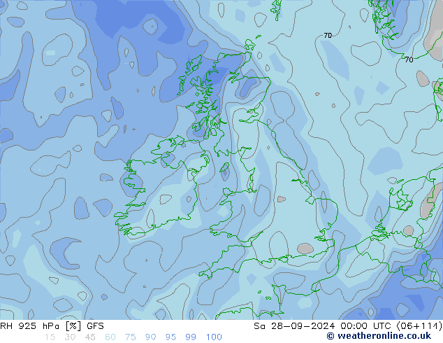 RV 925 hPa GFS za 28.09.2024 00 UTC