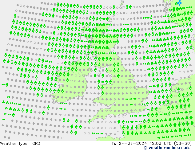 Weather type GFS Út 24.09.2024 12 UTC