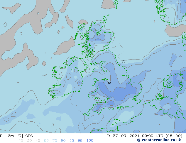 RH 2m GFS Pá 27.09.2024 00 UTC