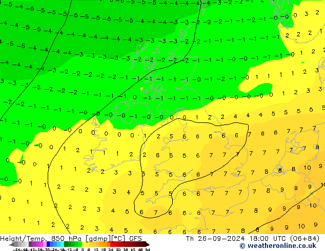 Height/Temp. 850 hPa GFS Th 26.09.2024 18 UTC