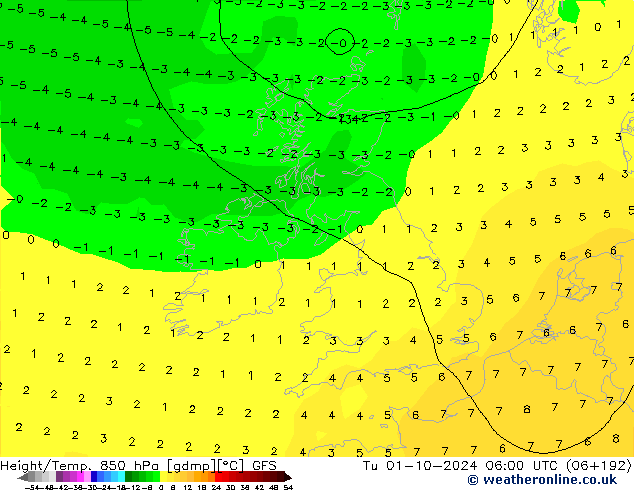 Height/Temp. 850 hPa GFS Říjen 2024