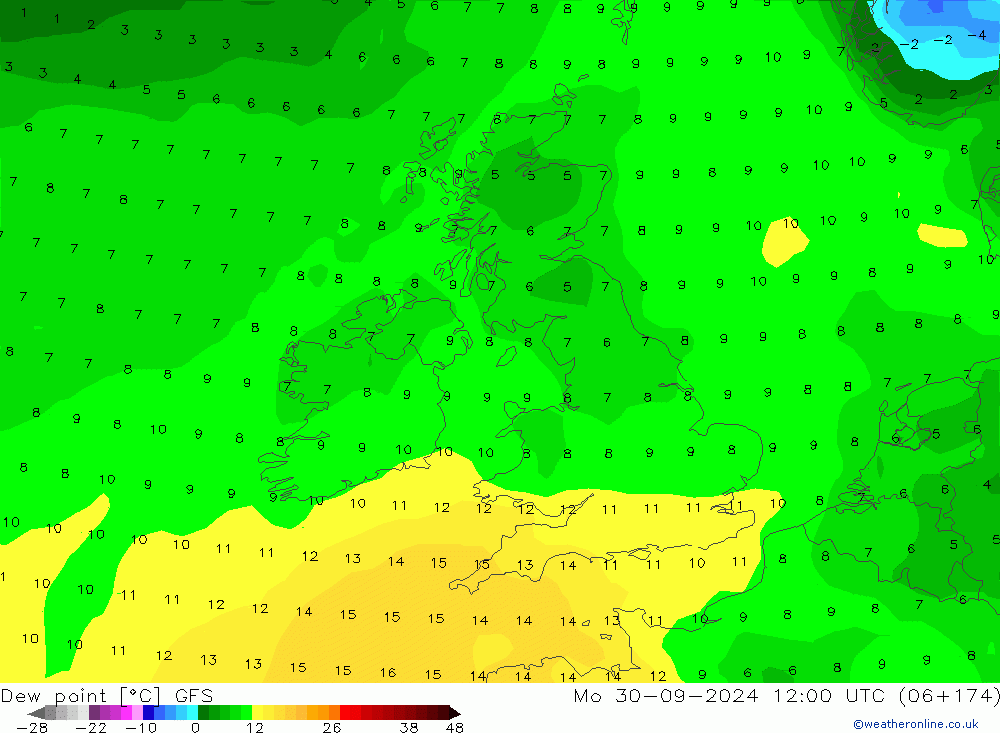 punkt rosy GFS pon. 30.09.2024 12 UTC