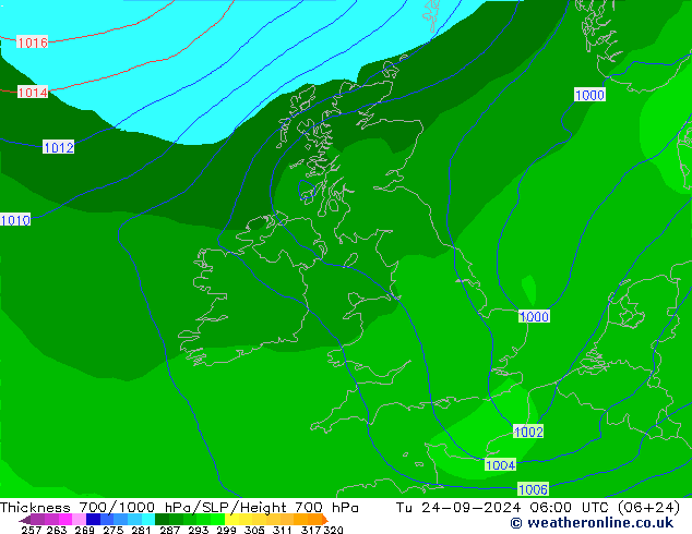 Thck 700-1000 hPa GFS Tu 24.09.2024 06 UTC