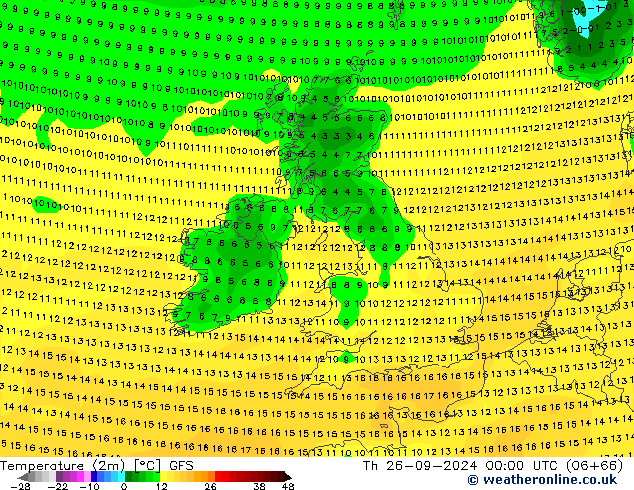 карта температуры GFS чт 26.09.2024 00 UTC