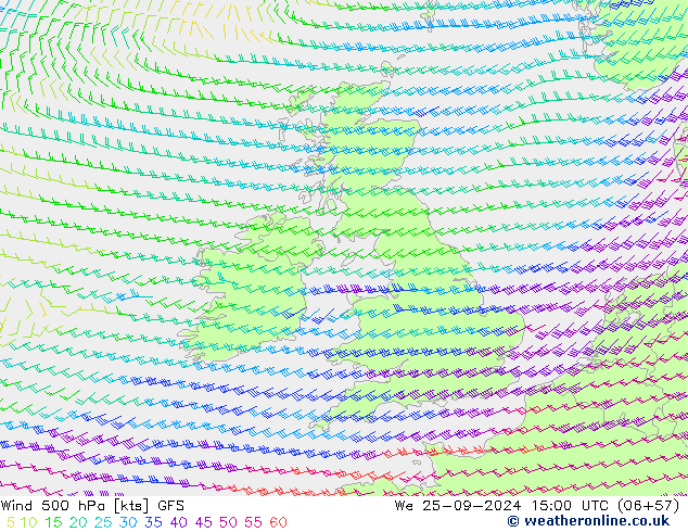 Wind 500 hPa GFS We 25.09.2024 15 UTC