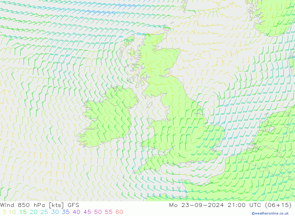 Wind 850 hPa GFS Po 23.09.2024 21 UTC