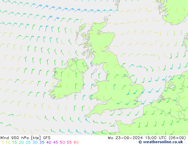 Wind 950 hPa GFS Mo 23.09.2024 15 UTC