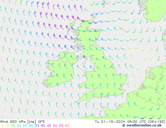 Rüzgar 950 hPa GFS Sa 01.10.2024 06 UTC