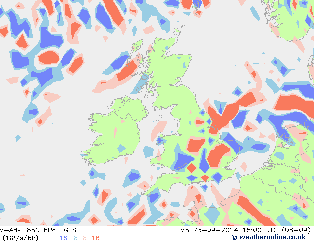 V-Adv. 850 hPa GFS lun 23.09.2024 15 UTC