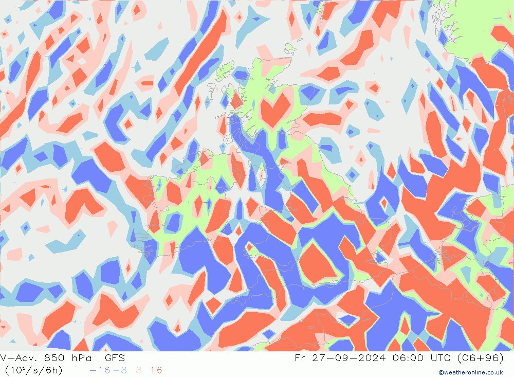 V-Adv. 850 hPa GFS Pá 27.09.2024 06 UTC