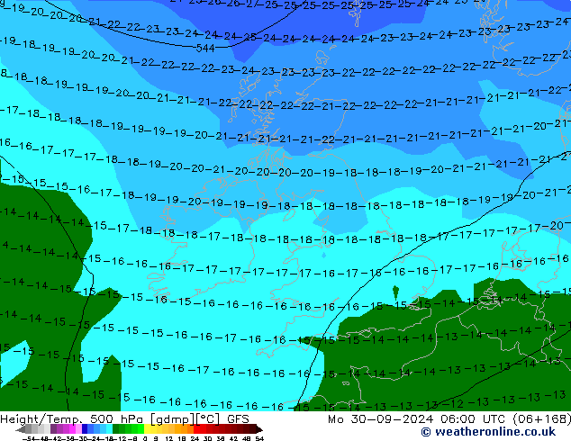 Z500/Rain (+SLP)/Z850 GFS lun 30.09.2024 06 UTC