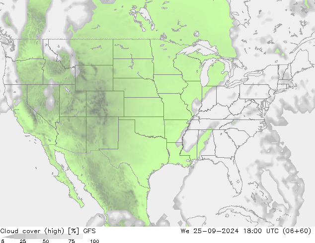 Cloud cover (high) GFS We 25.09.2024 18 UTC