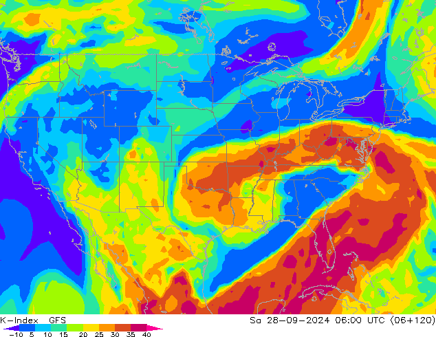 K-Index GFS сб 28.09.2024 06 UTC