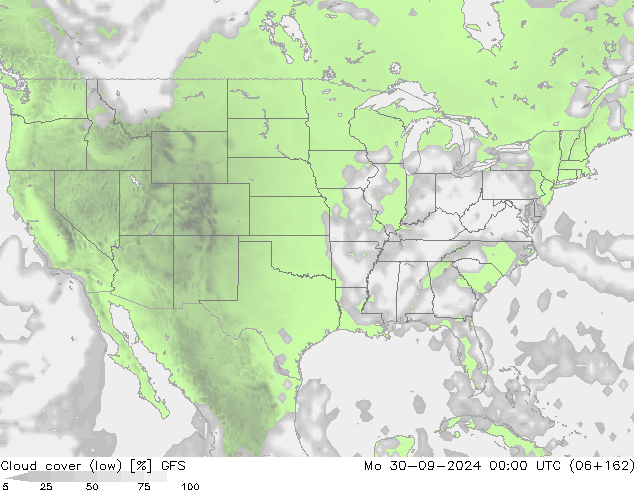 nízká oblaka GFS Po 30.09.2024 00 UTC