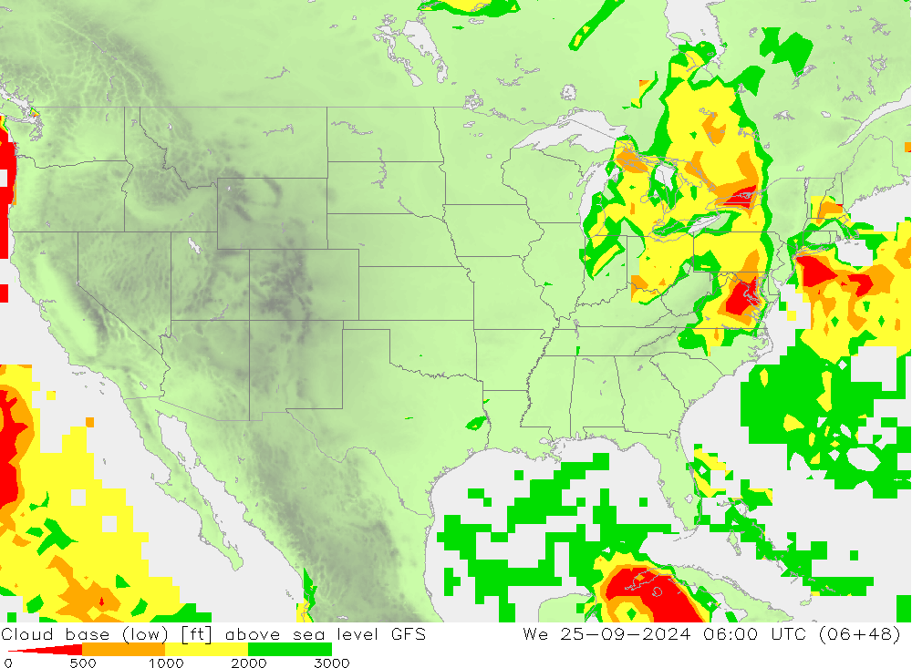 Wolkenbasis (Laag) GFS wo 25.09.2024 06 UTC