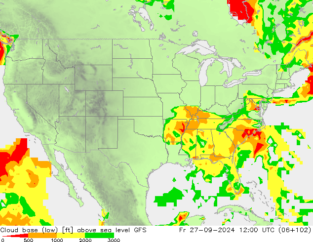 Cloud base (low) GFS Fr 27.09.2024 12 UTC