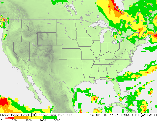 Wolkenbasis (Laag) GFS zo 06.10.2024 18 UTC