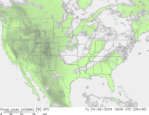 Bewolking (Middelb.) GFS di 24.09.2024 18 UTC