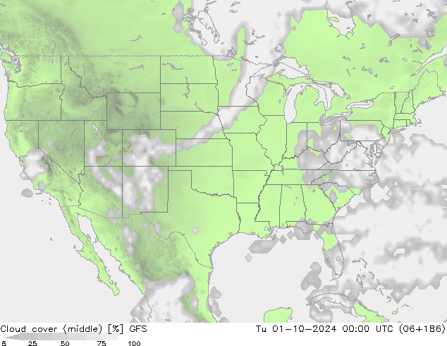 облака (средний) GFS вт 01.10.2024 00 UTC