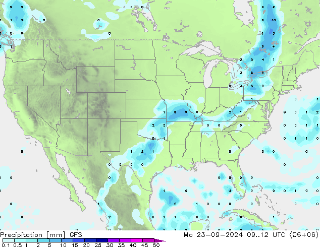 Precipitation GFS Mo 23.09.2024 12 UTC